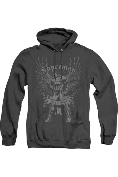 Gildan Superman Steel Adult Heather Hoodie / Hooded Sweatshirt In Black