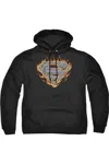 Gildan Superman Steel Fire Shield Adult Pull Over Hoodie / Hooded Sweatshirt In Black
