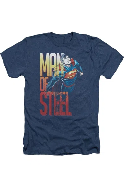 Gildan Superman Steel Flight Adult Heather Tee / T-shirt In Blue