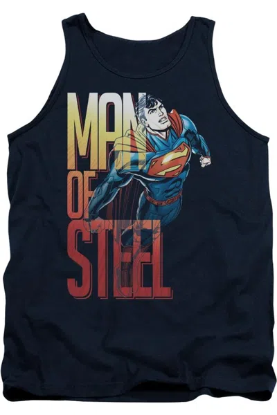 Gildan Superman Steel Flight Adult Tank Top In Blue