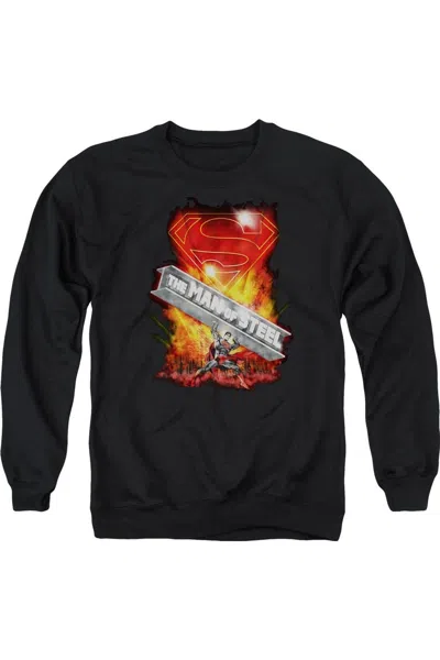 Gildan Superman Steel Girder Adult Crewneck Sweatshirt In Black