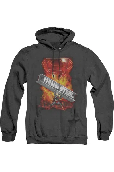 Gildan Superman Steel Girder Adult Heather Hoodie / Hooded Sweatshirt In Black