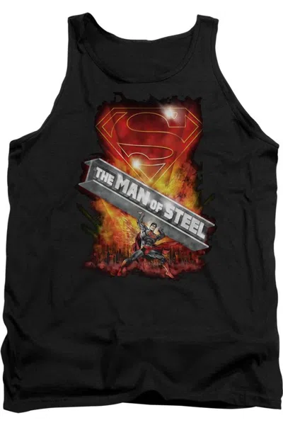 Gildan Superman Steel Girder Adult Tank Top In Black