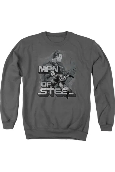 Gildan Superman Steel Poses Adult Crewneck Sweatshirt In Pink