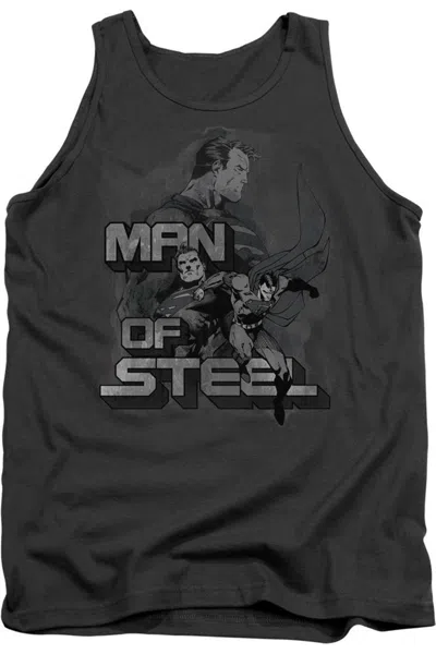 Gildan Superman Steel Poses Adult Tank Top In Black