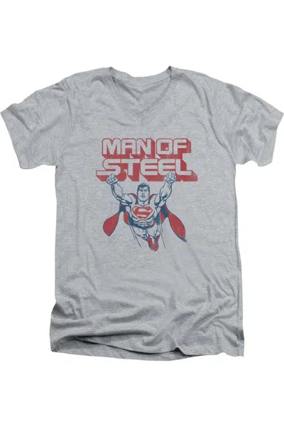 Gildan Superman Steel Retro Short Sleeve Adult V Neck Tee / T-shirt In Multi