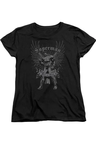 Gildan Superman Steel Short Sleeve Womens Tee / T-shirt In Black