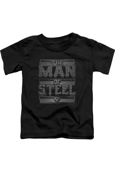 Gildan Kids' Superman Steel Text Short Sleeve Toddler Tee / T-shirt In Black