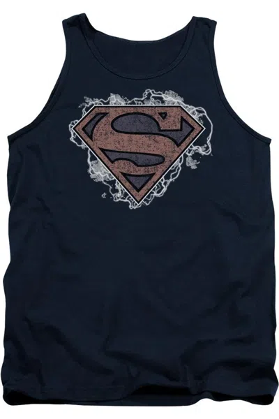 Gildan Superman Storm Cloud Supes Adult Tank Top In Blue