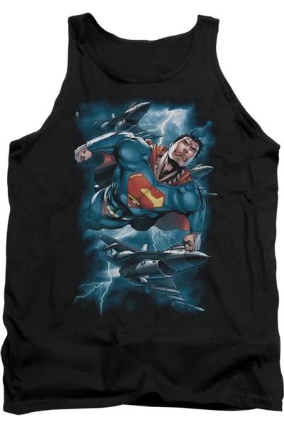 Gildan Superman Stormy Flight Adult Tank Top In Black