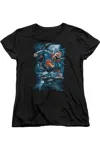 Gildan Superman Stormy Flight Short Sleeve Womens Tee / T-shirt In Black