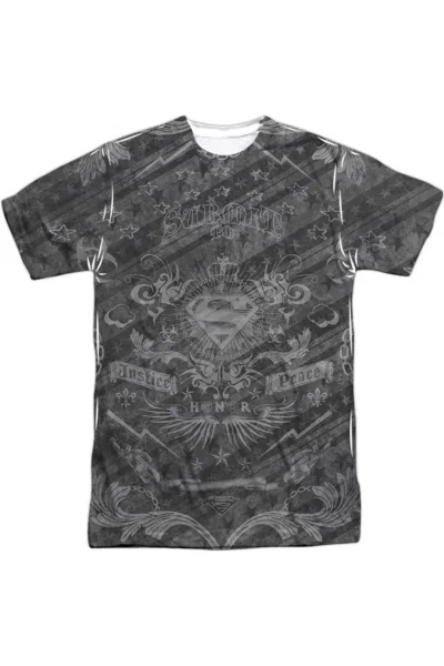 Gildan Superman Submit Short Sleeve Adult Poly Crew Tee / T-shirt In White