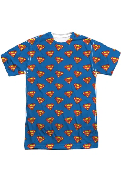 Gildan Superman Super All Over Short Sleeve Adult Poly Crew Tee / T-shirt In White