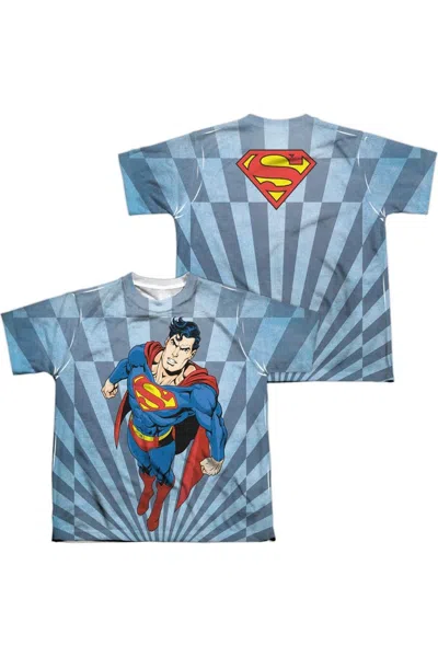 Gildan Kids' Superman Super Climb Short Sleeve Youth Poly Crew Tee / T-shirt In Blue