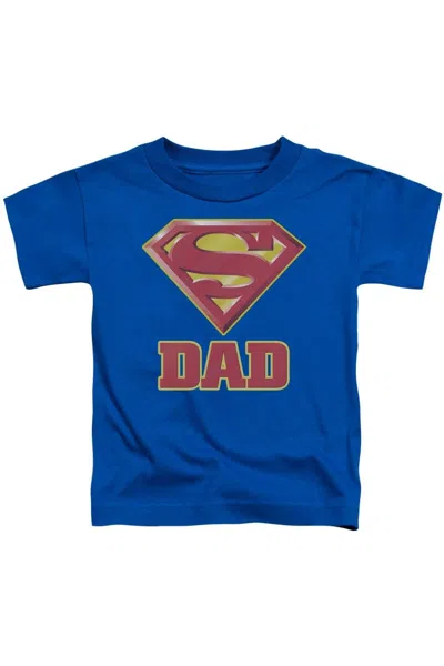 Gildan Kids' Superman Super Dad Short Sleeve Juvenile Tee / T-shirt In Blue