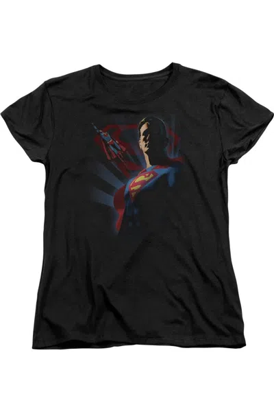 Gildan Superman Super Deco Short Sleeve Womens Tee / T-shirt In Black