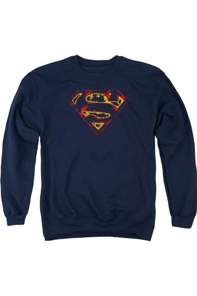 Gildan Superman Super Distressed Adult Crewneck Sweatshirt In Blue