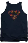 Gildan Superman Super Distressed Adult Tank Top In Blue