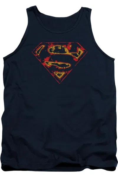 Gildan Superman Super Distressed Adult Tank Top In Blue