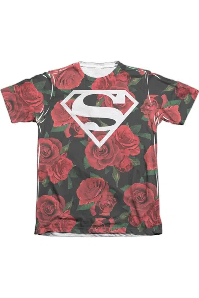 Gildan Superman Super Floral Adult Poly/cotton Short Sleeve Tee / T-shirt In White