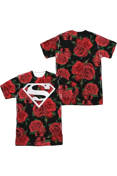 GILDAN SUPERMAN SUPER FLORAL (FRONT/BACK PRINT) SHORT SLEEVE ADULT POLY CREW TEE / T-SHIRT