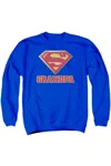 Gildan Superman Super Grandpa Adult Crewneck Sweatshirt In Blue