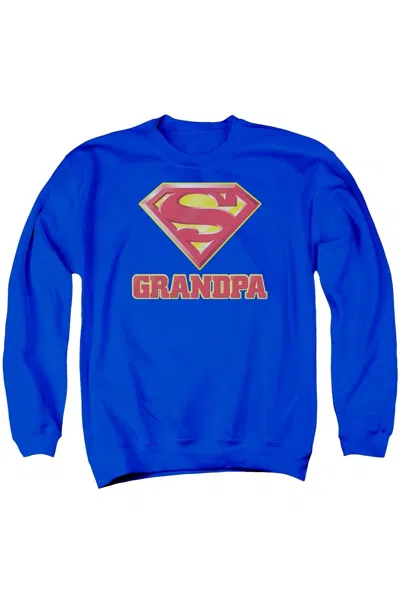 Gildan Superman Super Grandpa Adult Crewneck Sweatshirt In Blue