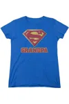 Gildan Superman Super Grandpa Short Sleeve Womens Tee / T-shirt In Blue
