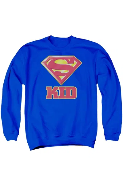 Gildan Superman Super Kid Adult Crewneck Sweatshirt In Blue