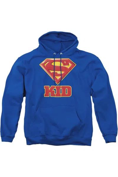 Gildan Superman Super Kid Adult Pull Over Hoodie / Hooded Sweatshirt In Blue