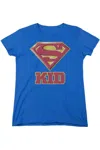 Gildan Superman Super Grandpa Short Sleeve Womens Tee / T-shirt In Blue