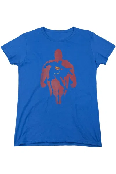 Gildan Superman Super Knockout Short Sleeve Womens Tee / T-shirt In Blue