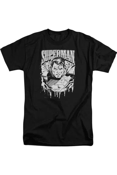 Gildan Superman Super Metal Short Sleeve Adult Tall Tee / T-shirt In Black