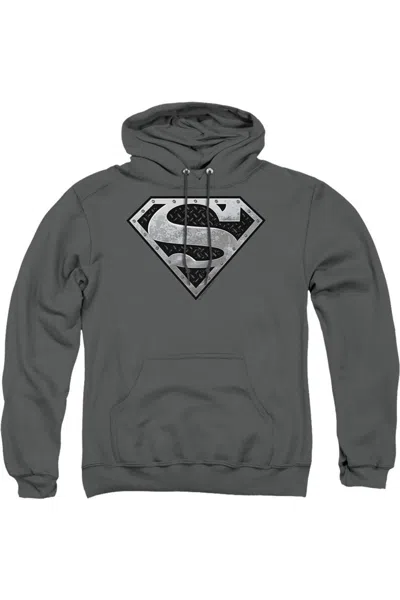 Gildan Superman Super Metallic Shield Adult Pull Over Hoodie / Hooded Sweatshirt In Pink