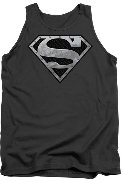 Gildan Superman Super Metallic Shield Adult Tank Top In Pink