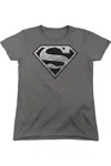 Gildan Superman Super Metallic Shield Short Sleeve Womens Tee / T-shirt In Pink