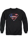 Gildan Superman Super Patriot Adult Crewneck Sweatshirt In Black