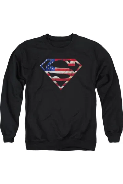 Gildan Superman Super Patriot Adult Crewneck Sweatshirt In Black