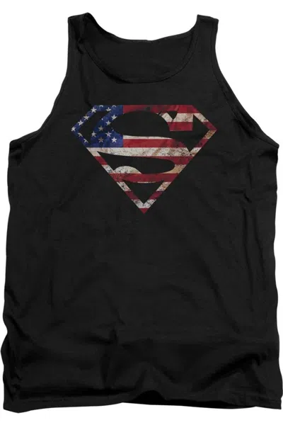 Gildan Superman Super Patriot Adult Tank Top In Black
