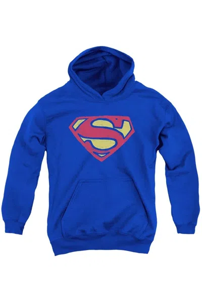 Gildan Kids' Superman Super Rough Youth Pull Over Hoodie / Hooded Sweatshirt In Blue