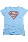 Gildan Superman Super S Short Sleeve Womens Tee / T-shirt In Blue