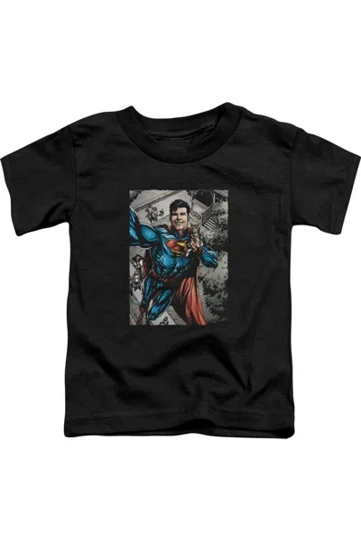 Gildan Kids' Superman Super Selfie Short Sleeve Youth Tee / T-shirt In Black