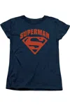 Gildan Superman Super Shield Short Sleeve Womens Tee / T-shirt In Blue