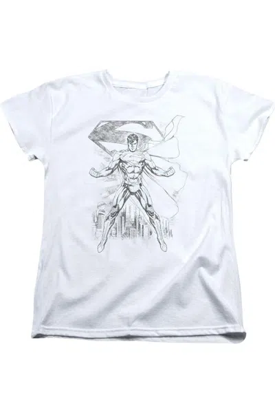 Gildan Superman Super Sketch Short Sleeve Womens Tee / T-shirt In White