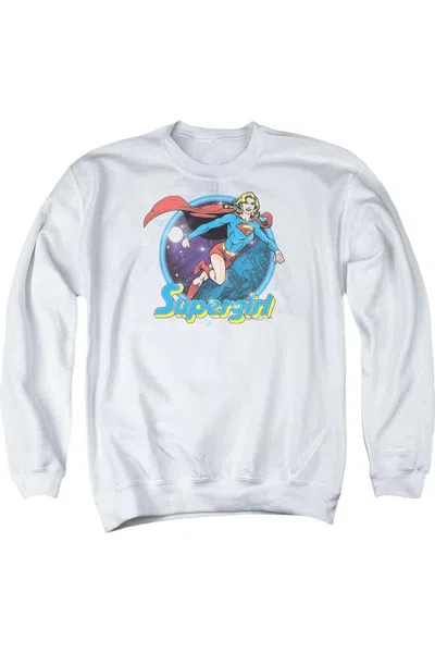 Gildan Superman Supergirl Airbrush Adult Crewneck Sweatshirt In White