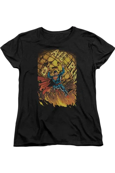 Gildan Superman Superman #1 Short Sleeve Womens Tee / T-shirt In Black