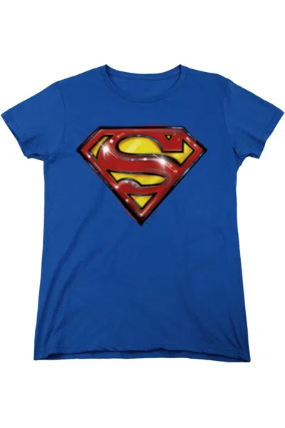 Gildan Superman Superman Airbrush Logo Short Sleeve Women´s Tee / T-shirt In Blue