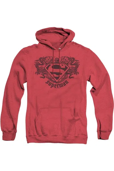 Gildan Superman Superman Dragon Adult Heather Hoodie / Hooded Sweatshirt In Red