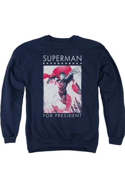 Gildan Superman Superman For President Adult Crewneck Sweatshirt In Blue