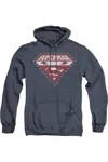 Gildan Superman Superman For President Adult Heather Hoodie / Hooded Sweatshirt In Blue